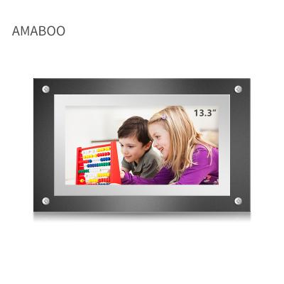 China Video Playback AMABOO 13.3 Inch Acrylic Digital Video Frame Power Photo Picture Adapter LCD Media for sale