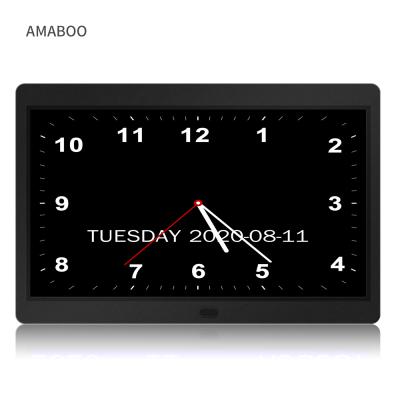 China Radio Bed Side10 Inch Black Battery Radio Calendar Day Calendar LCD Display Mordic Table Display Large Digital Charging Wall Clock for sale