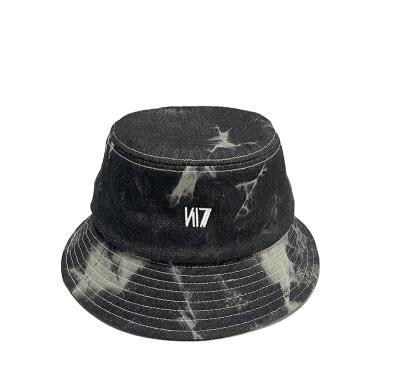 China Wholesale Custom Wide Brim Bucket Hat Logo Adults Black Denim Embroidered Denim for sale