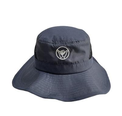 China Image Unisex Summer Navy Blue Brim Polyester Sun Bucket Wide Adjustable Size Hat for sale