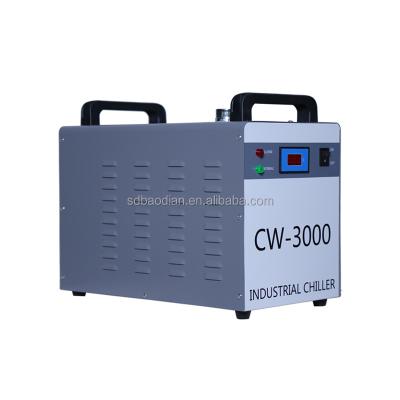 China Building material shop industrial water chiller cw3000 factory price co2 laser tube small air cooled water chiller for sale