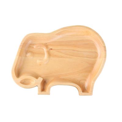 China Cute Cartoon Elephant Shape Tray For Kids Children Rubber Wooden Dishes Dish For Kids Wooden Dinner Dish For Kids Children for sale