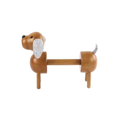 China Modern Hot Sale Opens Small Dog Tissue Holder Rubber Wood Shape Design Wooden Roll Paper Creative Animal Paper Holder for sale