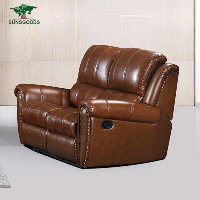 China 7 Seat Extendable Luxury Leather Recliner Sectional Sofas, Lazy Boy Recliner Brown With Massager for sale