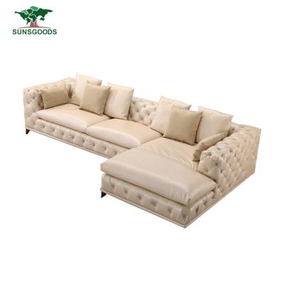 China Cream Adjustable Sectional L-Shaped Couch Sofa Sleeper Chesterfield Sofa Bed Futon Sofa Bed Corner Foam Couch for sale