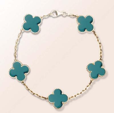 China 316L S.Steel Top Fashion turquoise clovers lucky flowr bracelet necklace jewelry set for sale