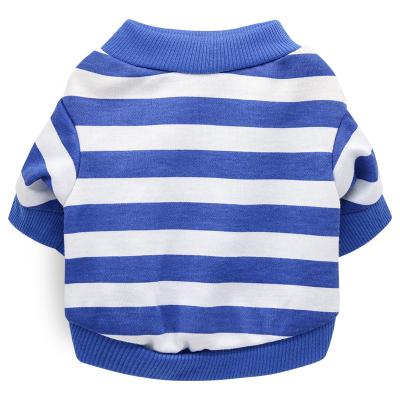 China New Luxury Viable Cute White Flex Fit Dog Hoodie Blue Stripe Puppy Apparel For Sales for sale