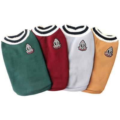 China Stocked Design Korean Dog Sweaters Clothes Spring Winter Soft Warm Pet Small Big V Neck Vest Sweatshirt Knit Sweater for sale