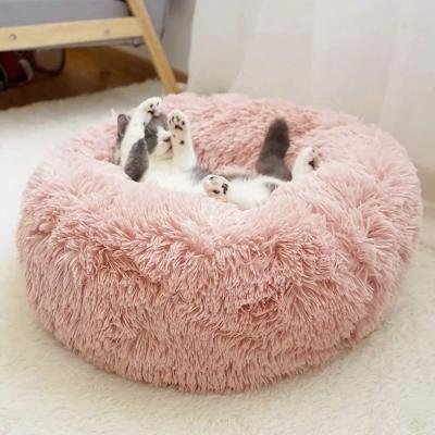 China Travel Donut Luxury Non-Slip Durable Waterproof Low Pet Bed Pink Soft Cotton Machine Washable Pet Bed for Dogs and Cats for sale