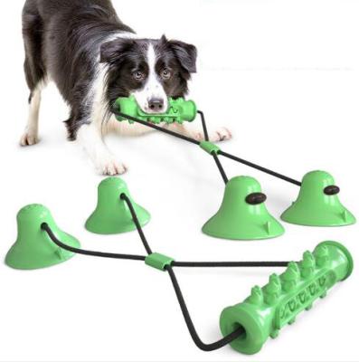 China Wholesale Multi Function Viable Interactive Dog Molar Bite Toys Food Dispensing Ball Toys With Double Suction Cups for sale