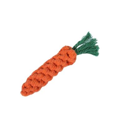 China Viable Factory Custom Handmade Cotton Rope Dog Chew Toys Cute Rabbit Carrot Cat Plush Toys for sale