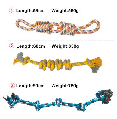 China Factory Color Viable Rope Tug 3-Piece Set Dog Rope Playing Knot Rope Chew Toy For Dogs for sale