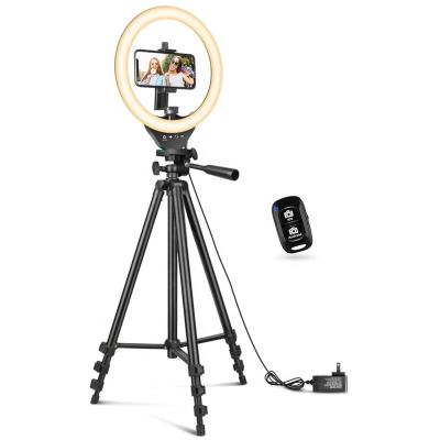 China Shine Sensyne Provider 10 Inch Ring Light with 140cm Extendable Tripod Stand LED Circle Lights with Phone Holder Compatible for sale