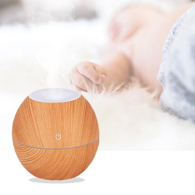 China Household Home Air Diffuser 7 Color Led Light Air Humidifier Grain Essential Oil Diffuser Ultrasonic Wooden Humidifier for sale