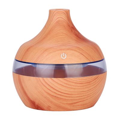 China Hot Selling Household USB Mini Centrifugal Wood Grain 7 LED Colorful Lights 300ml Humidifier for sale