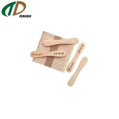 China Viable Natural Big Birch Ice Cream Warapped Wooden Spoon for sale