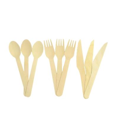 China Restaurant Tableware Party Supplies Hot Selling Cheap Promotional Disposable Wooden Cutlery Fork Teaspoons for sale