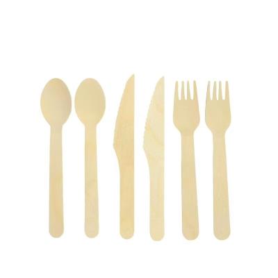 China Disposable Restaurant Tableware Wooden Fork And Knife Biodegradable Hot Stamped Wood Cutlery for sale