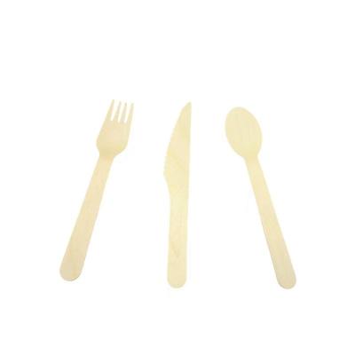 China Restaurant Tableware Wholesale Disposable Birch Cutlery Wooden Spoons Forks KnivesWood Dinnerware Set for sale