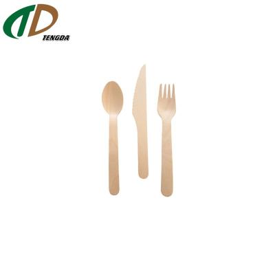 China Cheap restaurant tableware wholesale disposable eco-friendly degradable wooden spoon fork knife for sale