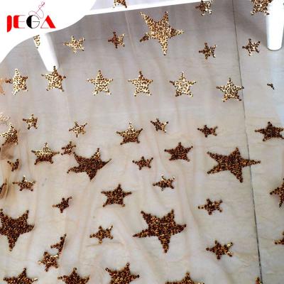 China Who respects the environment; Fashion Eco-Friendly Design Canton Lace Gold Sequin African Embroidery Fabric for sale