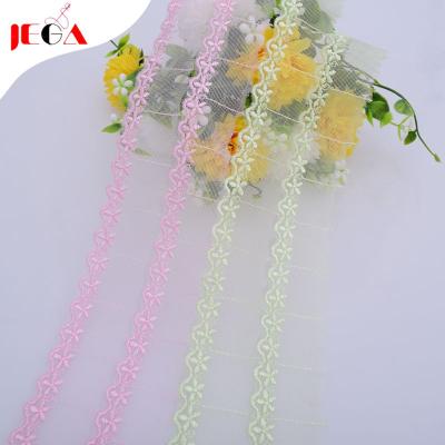 China 2020 Viable African Embroidered Flower Tulle Lace Bridal Trim for sale