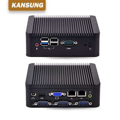 China Low Power Industrial Computer 12V Baytrail J1900 Quad Core Barebone System 4 COM RS232 Ports X86 Ports Mini PC for sale