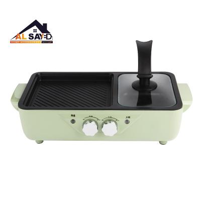 China Family BBQ Mode 2 in 1 Portable Electric Grill Electric Grill with Hot Pot Grill Suitable for 2-3 People for sale