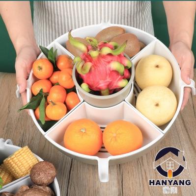 China Viable Rotate Fruit Vegetable Drain Basket 5 Removable Dividers Strainer Rotate Organizer Box For Hot Pot for sale