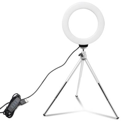 China 6inch Mini LED Desktop Video Ring Light Selfie Lamp With Tripod Stand For YouTube Live 1 for sale