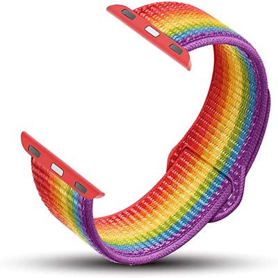 China Breathable Nylon Fabric Rainbow Sport Band For Apple Watch Series 6/5/4/3/2/1 for sale