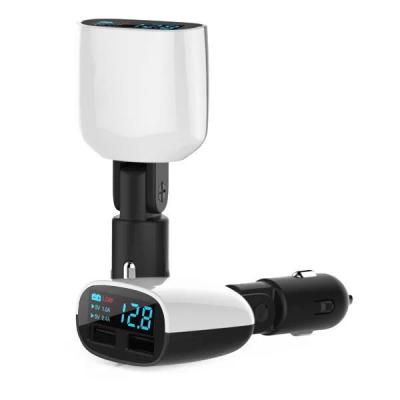 China LED Digital Display 3.4A Dual USB Car Charger Swing Head Design Car Adapter For Apple iPhone 12 Universal for sale