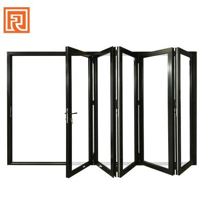 China China Supplier Factory Direct Sale Contemporary Cheap Price Guaranteed Safety Glass Wood Color Aluminum Folding Doors Australian Standard for sale