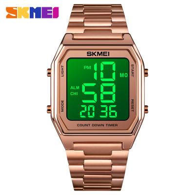 China Luxury Alarm Mens Stainless Steel Strap Relojes 30m Square Waterproof Digital Watch Skmei 1735 for sale