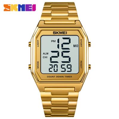 China Luxury Alarm Mens Stainless Steel Strap Relojes 30m Square Waterproof Digital Watch Skmei 1735 for sale