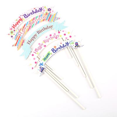 China Happy Birthday Glitter Cake Topper2.5cm 5pcs/set Cupcake Toppers Cake Flag Birthday Party Food Decorations Kids Cake Toppers for sale