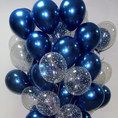 China 15pcs 12inch Romance Luminous Blue Latex Balloons Late Gold Chrome Metallic Balloons Wedding Decorations Birthday Party for sale