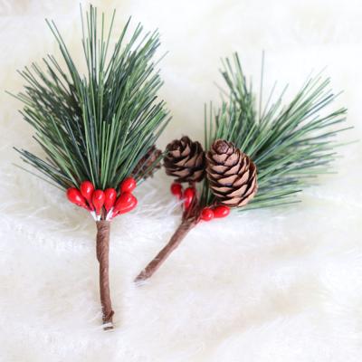 China Home/wedding decoration. Red Artificial Berry Christmas Tree Pine Picks With Holly Branches Christmas Decoration Decoration With Berries for sale