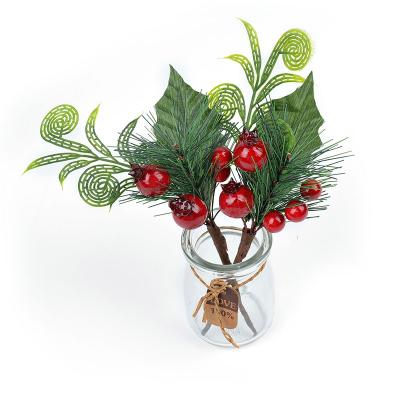 China Home/wedding decoration. Red Stamen Wedding Artificial Mini Cherry Berries Holiday Decoration Bouquet Christmas Decoration Petal Fruit for sale