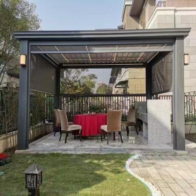 China Easily Assembled Outdoor Wind Resistance Pergola Custom Motorized Electric Aluminum Pergola Waterproof Gazebo Outdoor for sale