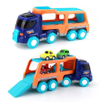 China Hot Selling ABS Double Layers Transport Plastic Friction Power Truck Car Toys With Light Noise for sale