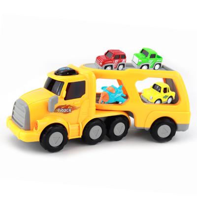 China Friction Toy Good Quality Pull Back Cars And Yellow Double Layers Friction Truck Toy Eco Toy Transporter Truck for sale