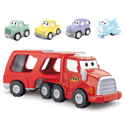 China Toy Factory Direct Supply Cartoon Design Music Light Truck Friction Fire Truck Funny Toy for sale