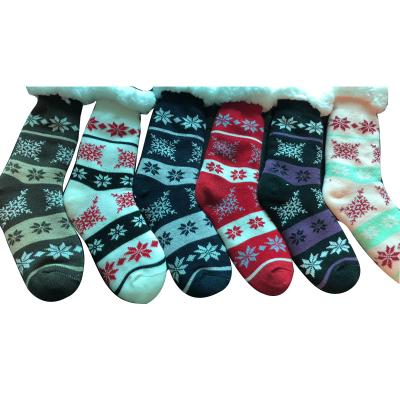 China 2022 Wholesale Feminine Women Anti-skid Floor Anti Slip Keep Warm Wool Fuzzy Cozy Christmas Indoor Winter Socks for sale