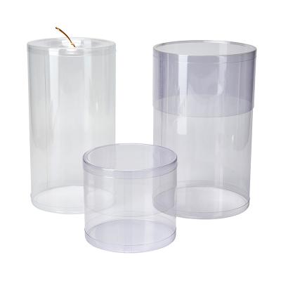 China Customized High Quality Recycled Materials Size Round Plastic Containers Cylinder Shape Clear Boxes for sale