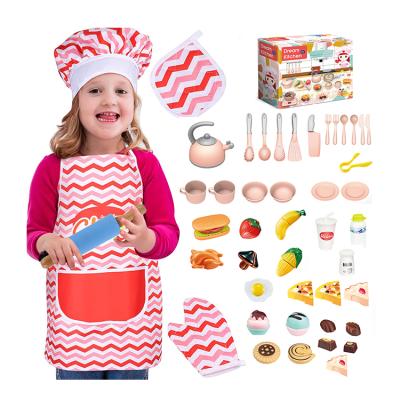 China Amazon Success 45PCS Pretend Kids Play Kitchen Accessories Playset Role Play Pots And Pans Sets Play Food For Kids 25*15.5*10.5 for sale