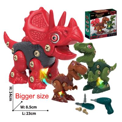 China Amazon Success Diy Assemble 3PCS 2021 Light Healthy Take Apart Dinosaur Toys With Electric Drill For Children 30.5*27*7 for sale