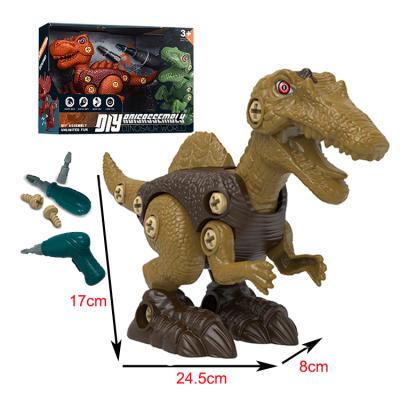 China Tending Amazon 2021 Diy to assemble to disassemble battery dinosaur toys with electric drill for boy 33*10.5*19.5cm for sale