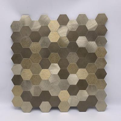 China CLASSIC Peel and Stick Brushed Hexagon Mosaic Tile Sticker Aluminum Self Adhesive Mosaic Tile for sale