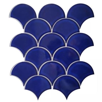 China CLASSIC Dark Blue Ceramic Fish Scale Pool Mosaic Tile for sale